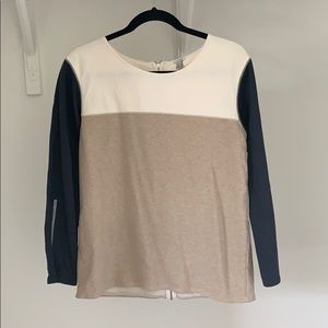 Jcrew zipper back color block 3/4 sleeve shirt